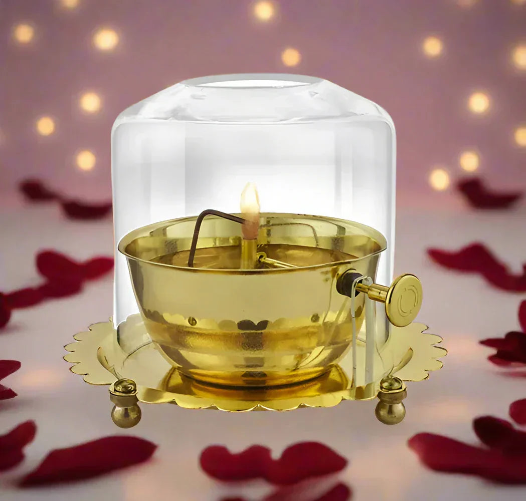 Shree Akhand Jyot Diya & Cover - Brass (पीतल)