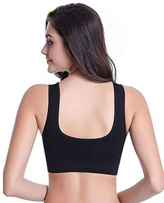 Women's Nylon & Cotton Non Padded Non-Wired Sports Bra