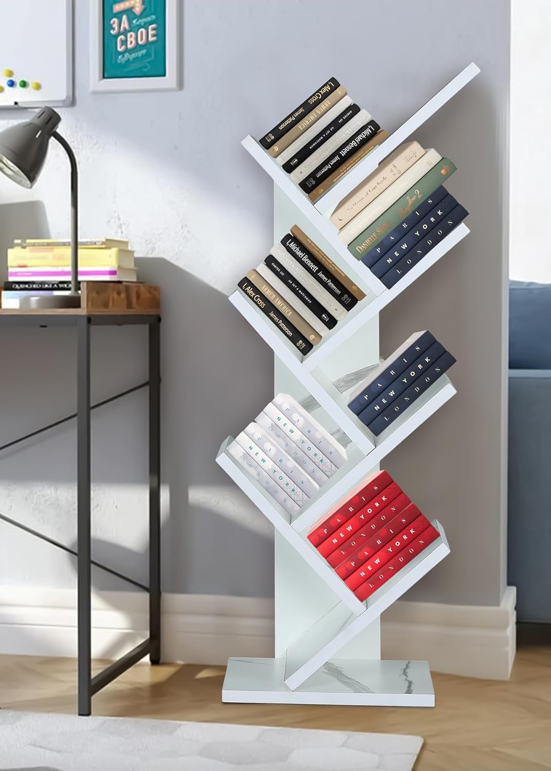 🔥TreeShelf 7™ – Wooden V-Shaped Book Rack
