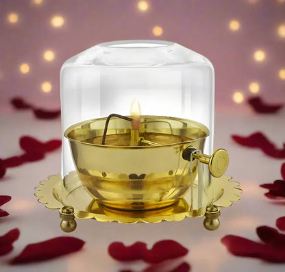 Shree Akhand Jyot Diya & Cover - Brass (पीतल)