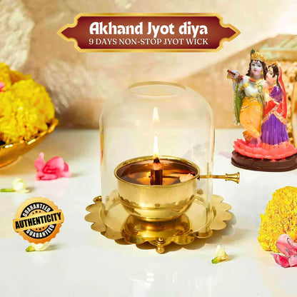 Shree Akhand Jyot Diya & Cover - Brass (पीतल)