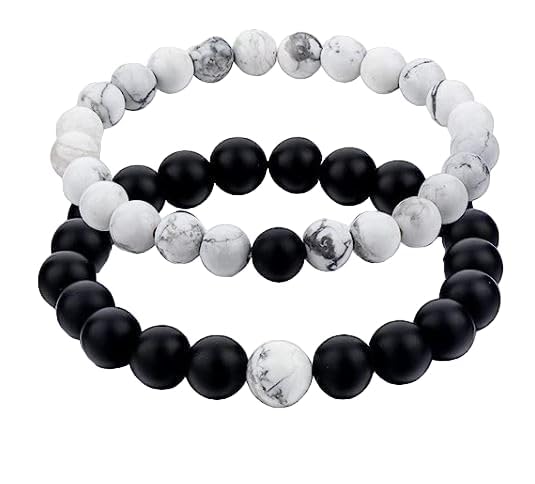 Black Tourmaline & White Howlite Natural Healing Crystal Beads Bracelet