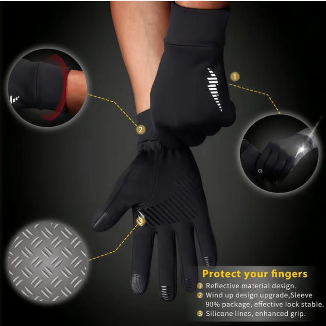 🧤 Winter Touchscreen Riding Gloves – Waterproof & Fleece Lined